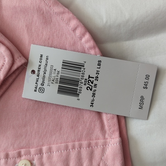 Ralph Lauren kid's Pink shirt. Size 2/2T. - Picture 4 of 7